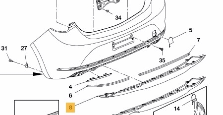 Bandou bara spate astra j GM 1404563  13368435 Pagina 1/piese-auto-mitsubishi/piese-auto-fiat/covorase-cauciuc-petex - Accesorii Opel GM